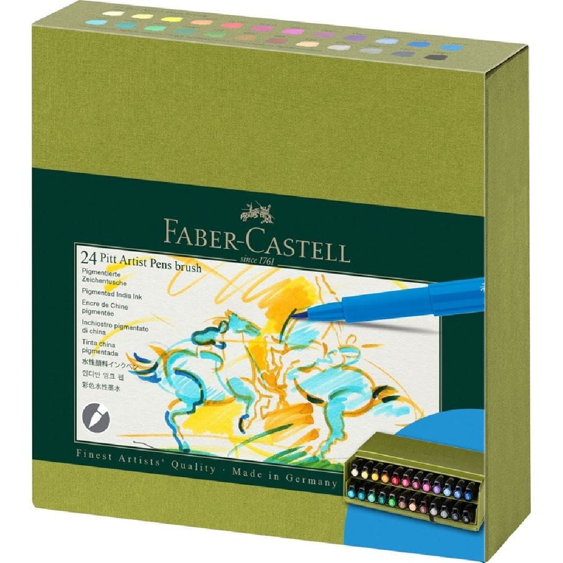 Faber Castell Pitt Artist Pen Brush India ink pen, studio box of 24, 167191
