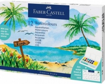Faber Castell Tropical watercolors in blocks, 12pcs plus brush 169714