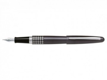 Pilot MR Retro Pop Collection, Fountain Pen, Metallic Gray, Houndstooth Ring, Medium Nib