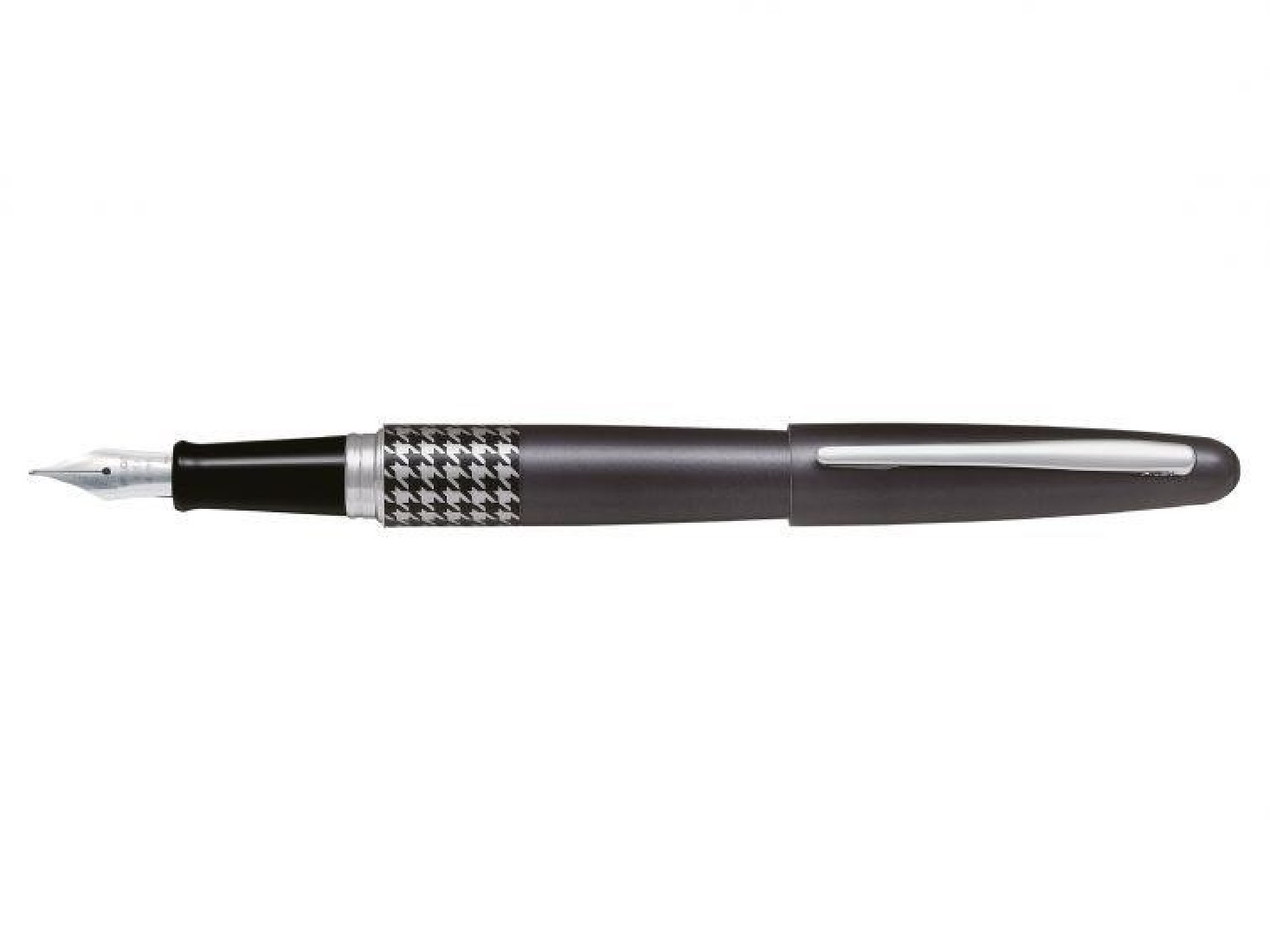 Pilot MR Retro Pop Collection, Fountain Pen, Metallic Gray, Houndstooth Ring, Medium Nib