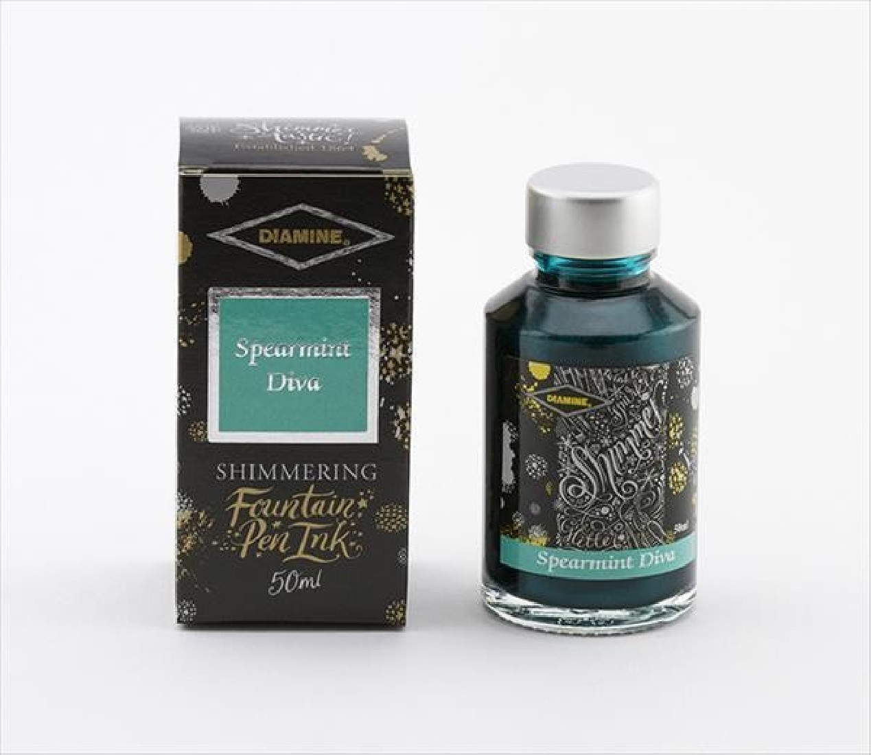 Diamine 50ml Spearmint Diva Fountain pen shimmer ink bottle