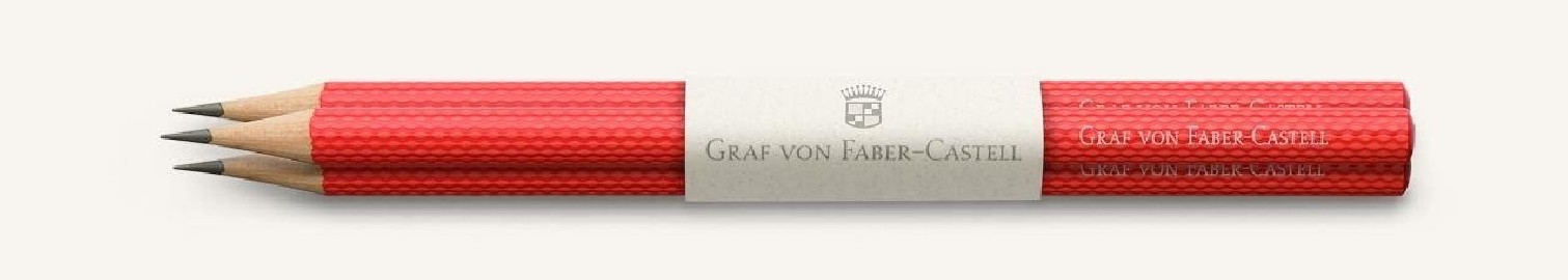 Graf Von Faber Castell, 3 graphite pencils Guilloche, India Red 118632