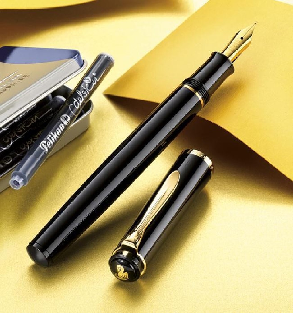 Pelikan P200 Classic Black with cartridges fountain pen (F/M/B nib)