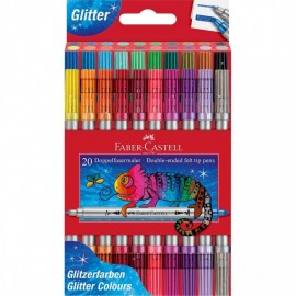 Faber Castell μαρκαδόροι, double ended fely tip pens, glitter colours, 151108
