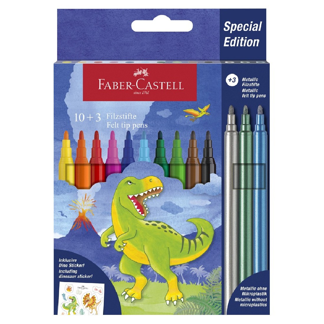 Faber Castell μαρκαδόροι 13pcs, felt tip pens, Dino, special edition 554214