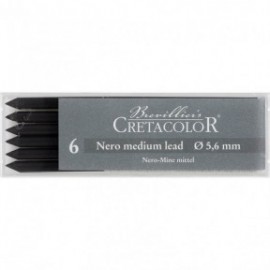 Cretacolor Nero Medium leads 5,6mm, set of 6 leads 26102