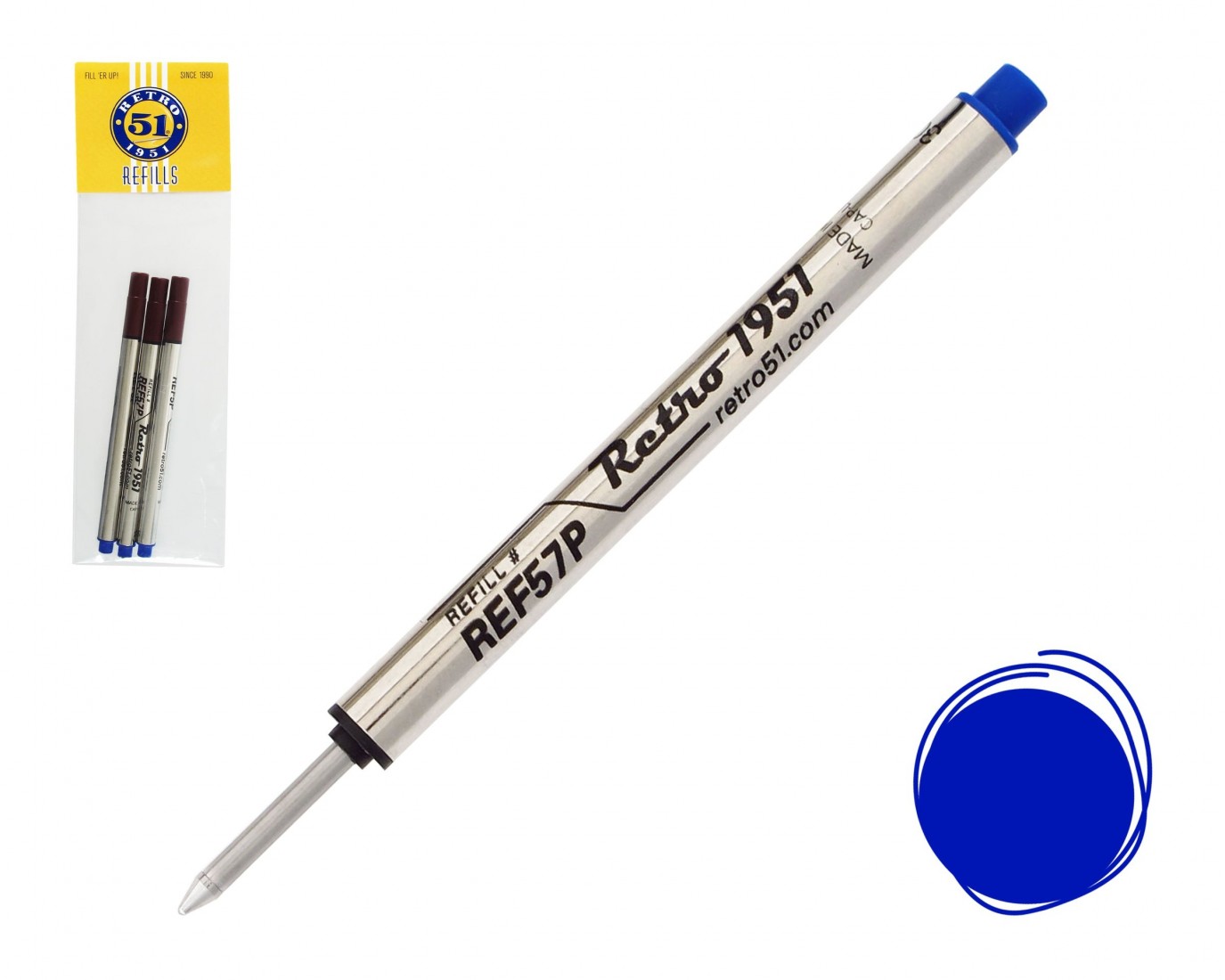 Refill capless rollerball 8127p, blue, set of 3, Shmidt