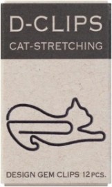 Midori Paper Clip, D-Clips Mini Box, Stretching Cat, 12 Pieces 43350-006