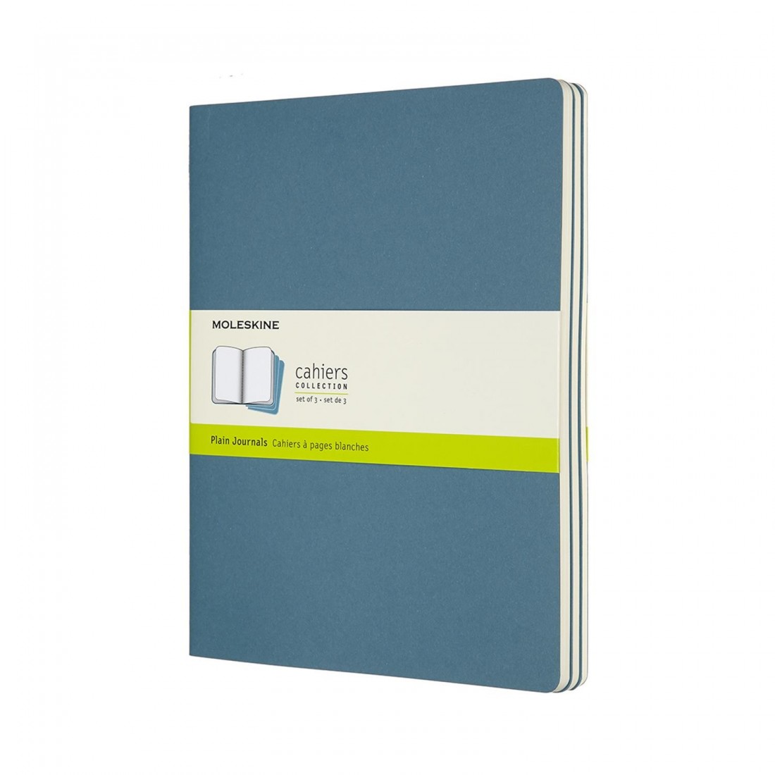 Set of 3 Extra Large XL Plain Journals Brisk Blue Soft Cover 19x25 Moleskine