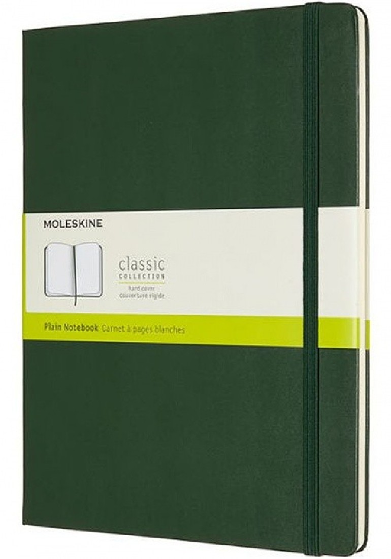 Notebook Extra Large 19x25 Plain Myrtle Green Hard Cover, Moleskine