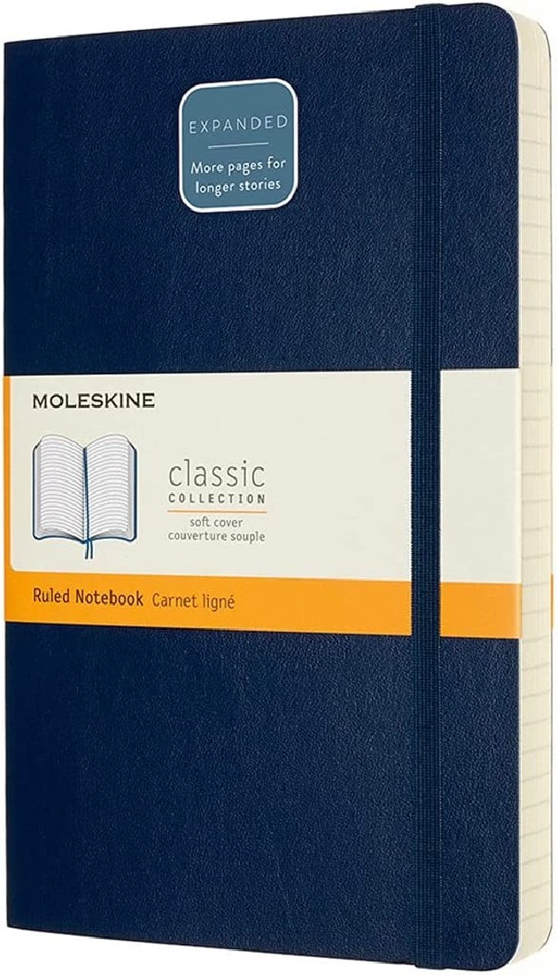 Moleskine Notebook Ruled Expanded Version Large 13x21  Sapphire Blue Soft Cover
