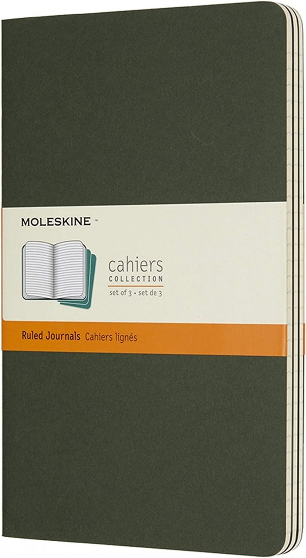 Set of 3 Ruled Journals Myrtle Green Soft cover 13x21 Moleskine