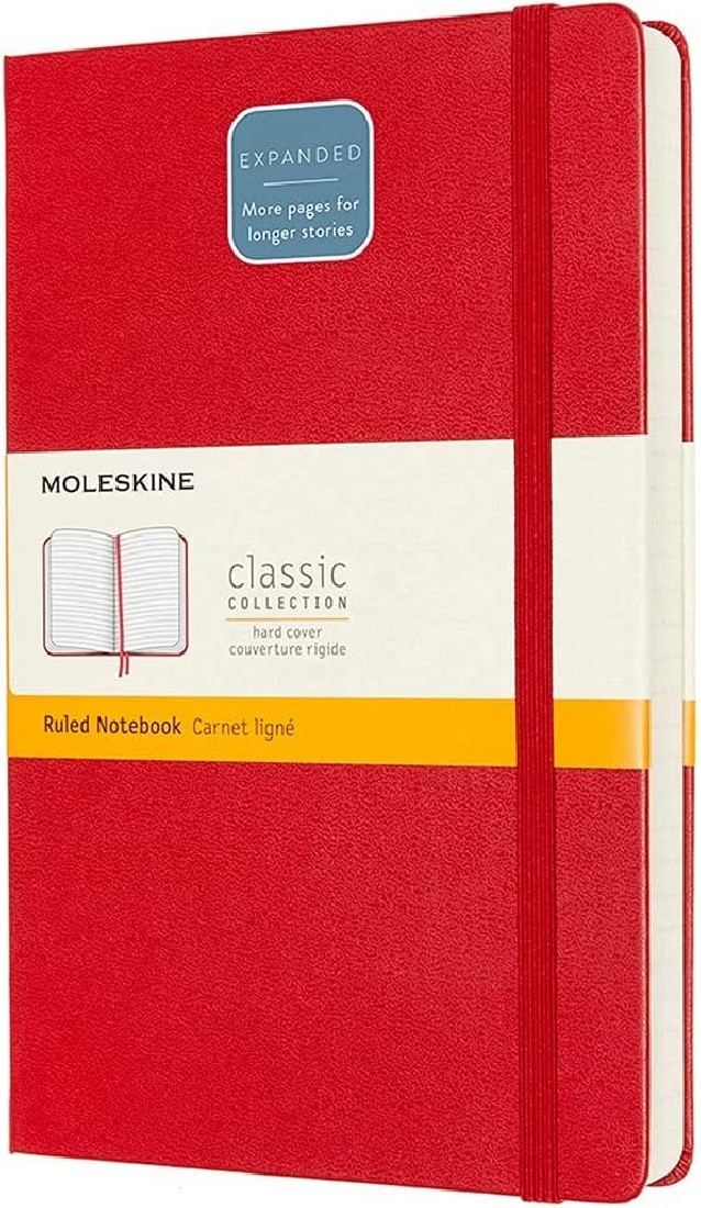Moleskine Notebook Ruled Expanded Version Large 13x21  Red Hard Cover