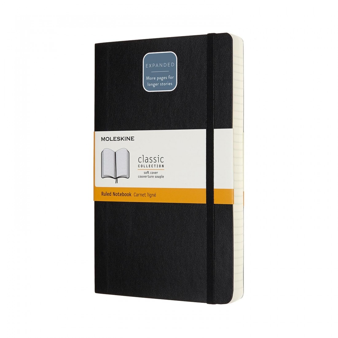 Notebook Large 13x21 Ruled Expanded Version Black Soft Cover Moleskine