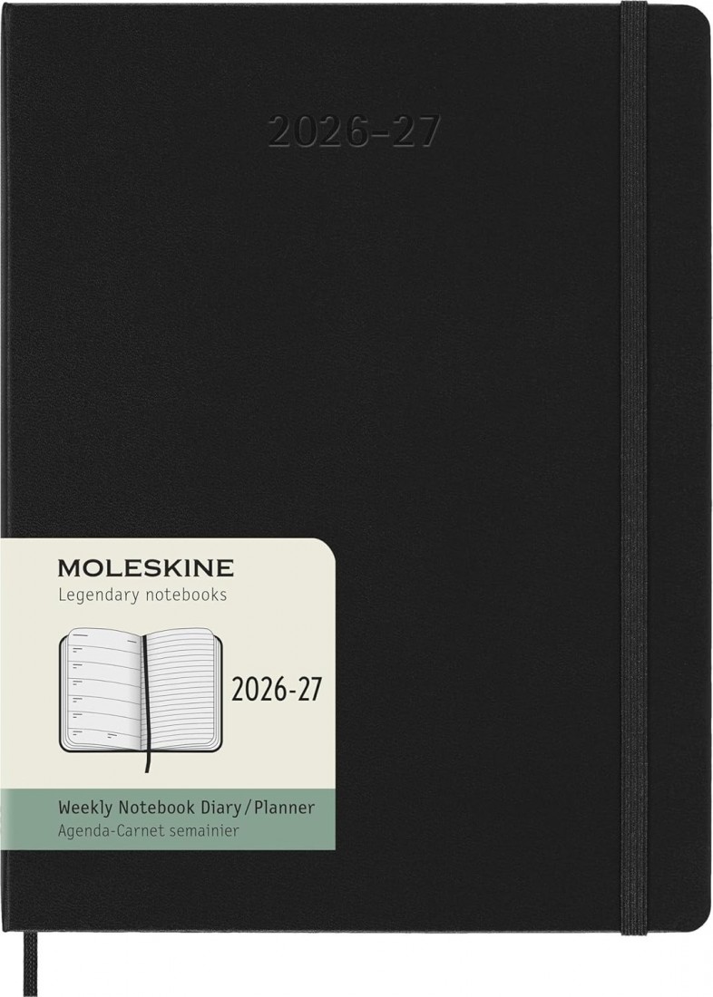 Moleskine Classic Planner 2026 - 2027 Weekly and Notes 18 Month Black Extra Large 19x25 hard cover