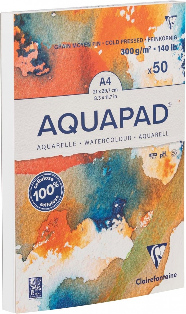Clairefontaine A4 Aquapad  Cold Pressed 300gr 50sheets 975721C