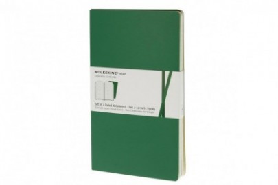 Set of 2 Ruled Journals Green Soft Cover Large 13x21 Moleskine