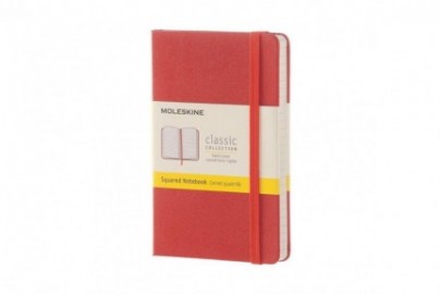 Notebook Pocket 9x14 Squared Coral Orange Hard Cover Moleskine