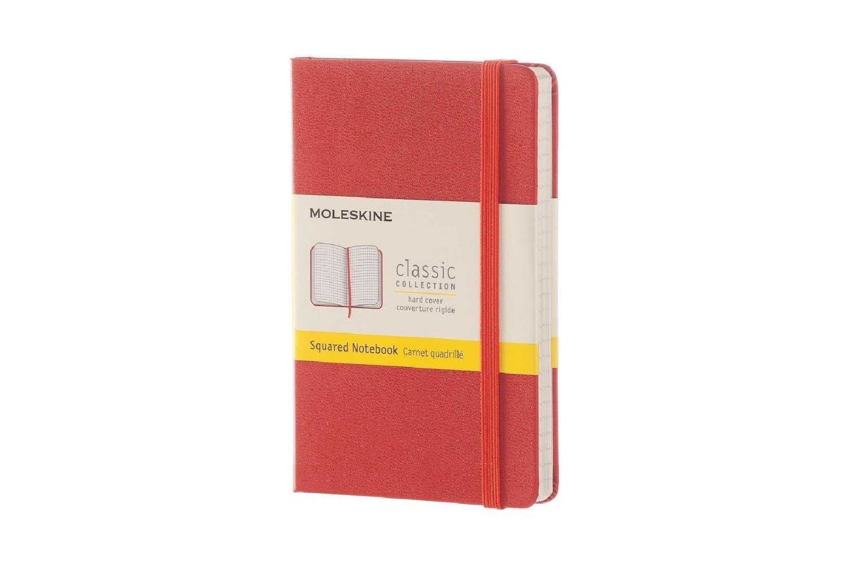 Notebook Pocket 9x14 Squared Coral Orange Hard Cover Moleskine