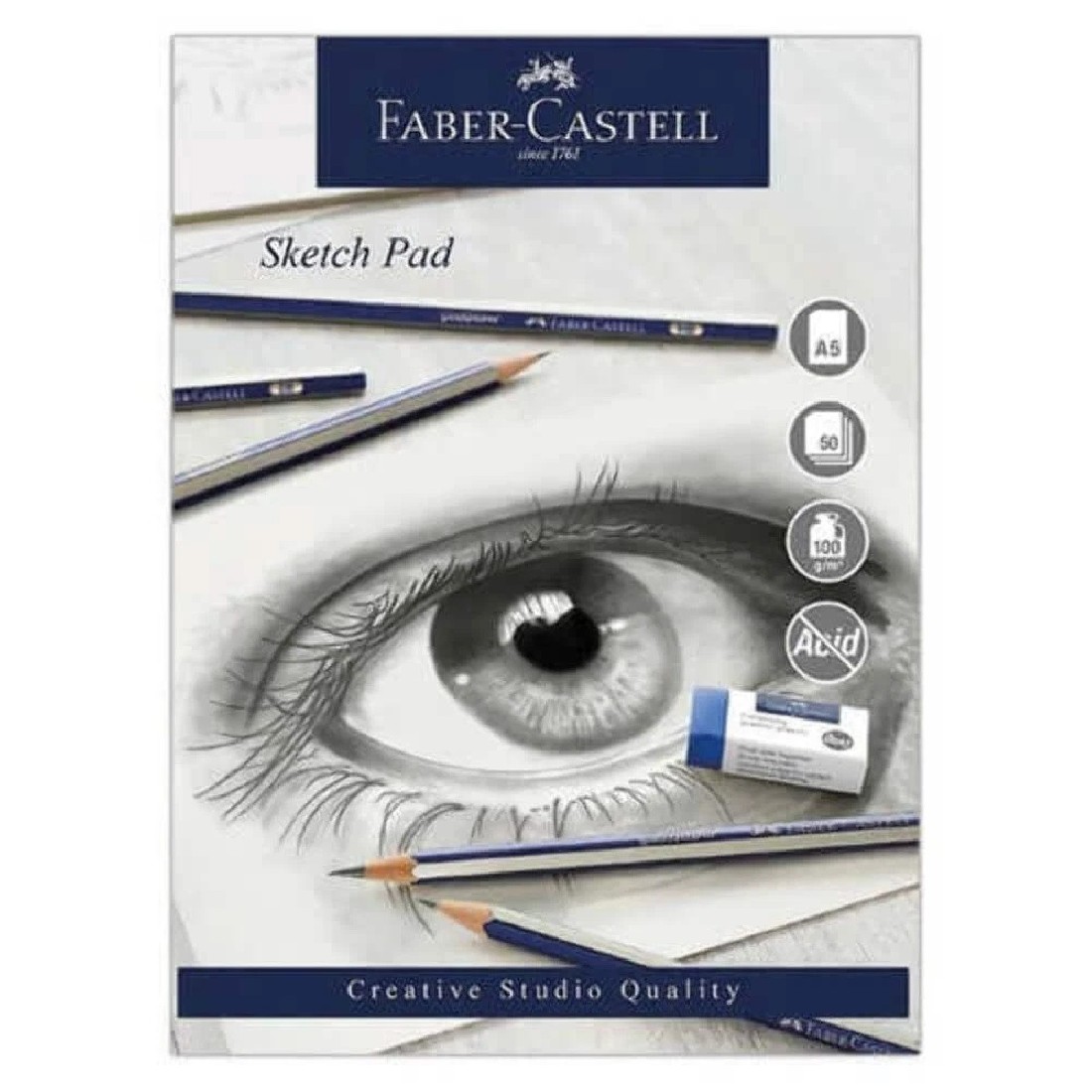 Faber Castell A5 sketch pad, 50 sheets, 100 gsm, acid free, WD793017