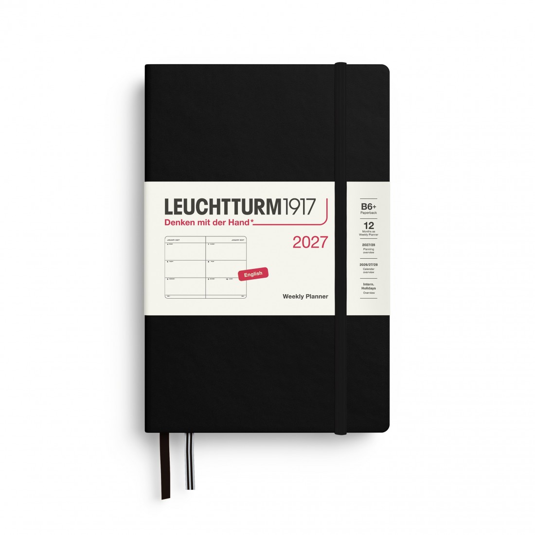 12M Weekly Planner 2027, B6 plus, hardcover, Black, Leuchtturm 1917