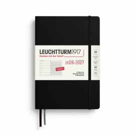 18M Weekly Planner and Notebook 2026-2027, A5, softcover, Black, Leuchtturm 1917
