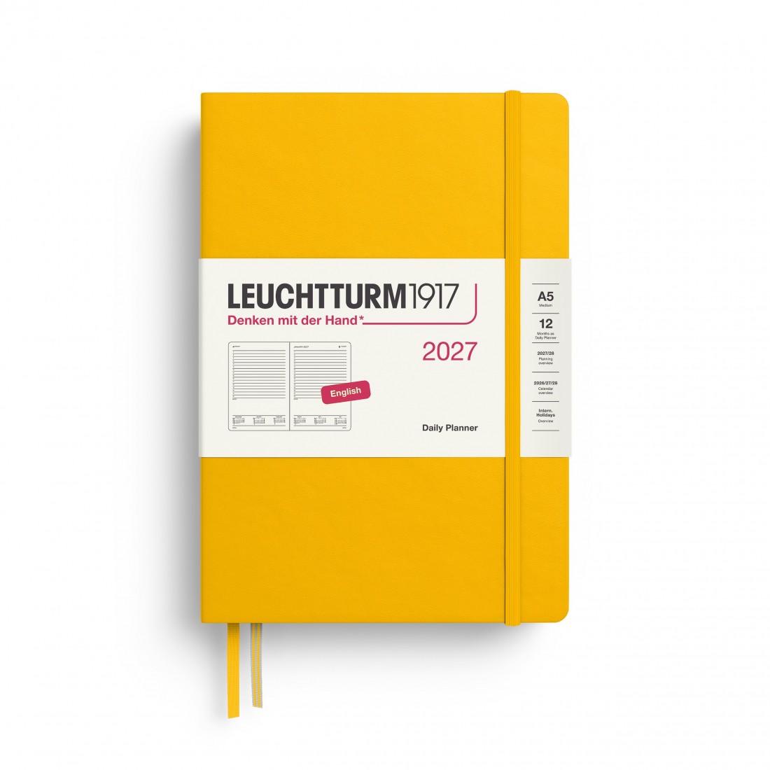 12M Daily Diary 2027, A5, hardcover, Sunflower, Leuchtturm 1917