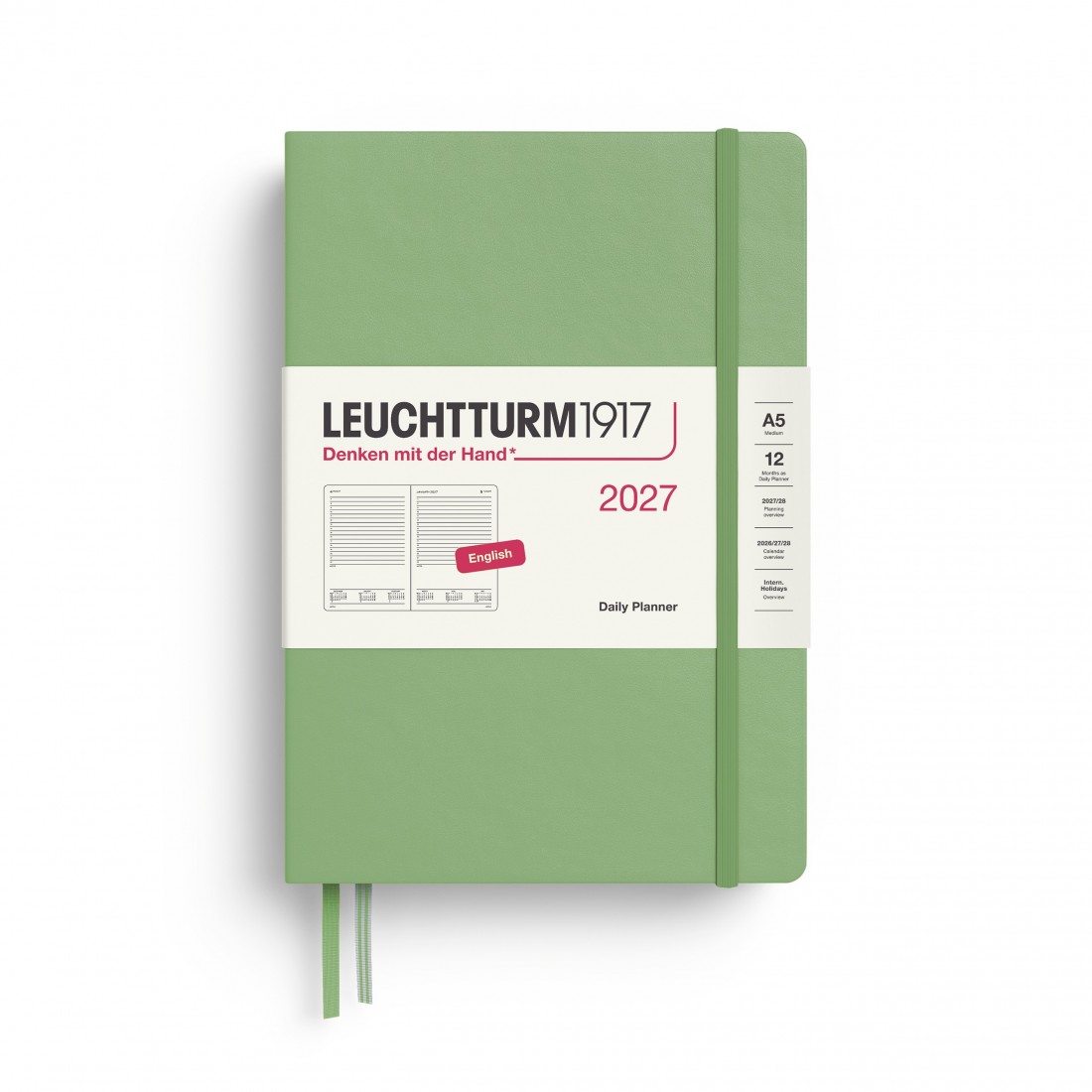 12M Daily Diary 2027, A5, hardcover, Sage, Leuchtturm 1917