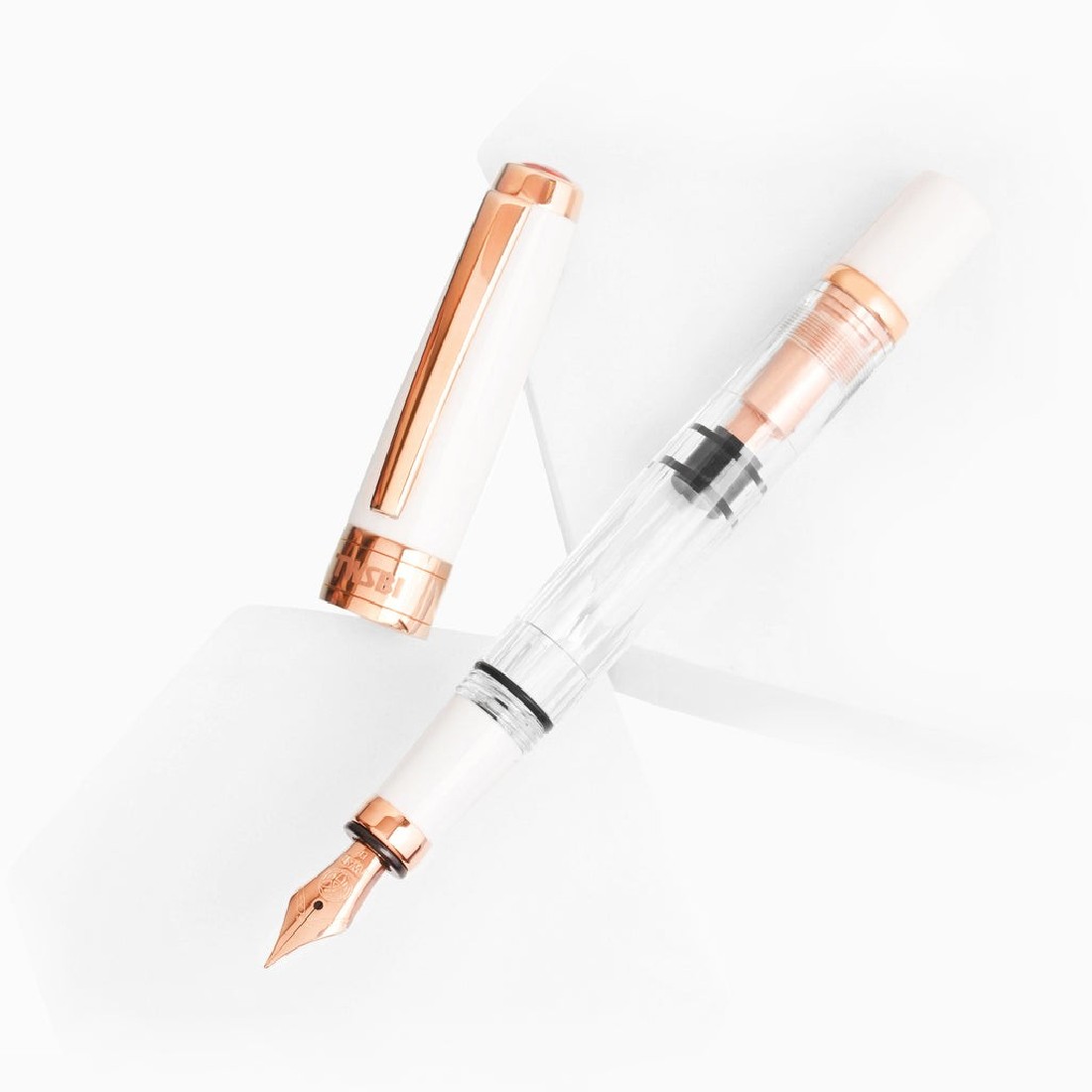 Twsbi Diamond 580 White Rose Gold II piston filling Fountain pen