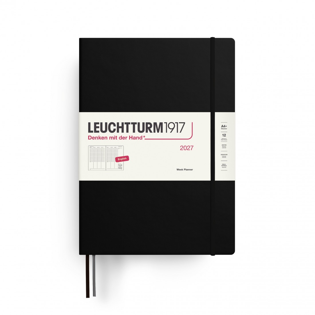 12M Week Planner and Notebook 2027, A4 plus, hardcover, Black, Leuchtturm 1917