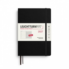 12M Weekly Planner and Notebook 2027, A5, hardcover, Black, Leuchtturm 1917