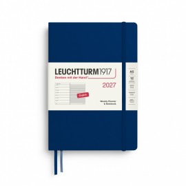 12M Weekly Planner and Notebook 2027, A5, hardcover, Navy, Leuchtturm 1917