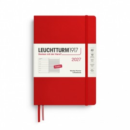 12M Weekly Planner and Notebook 2027, A5, hardcover, Cherry, Leuchtturm 1917