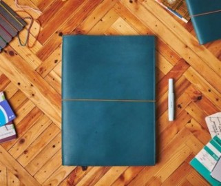 Paper Republic A4 Leather Portfolio Blue Petrol.