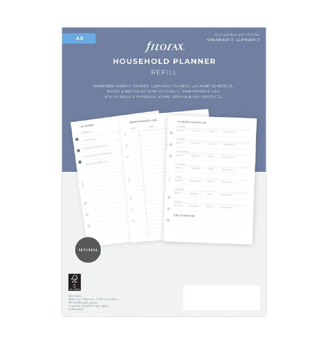Filofax Refill A5 Organiser Household Planner 132926
