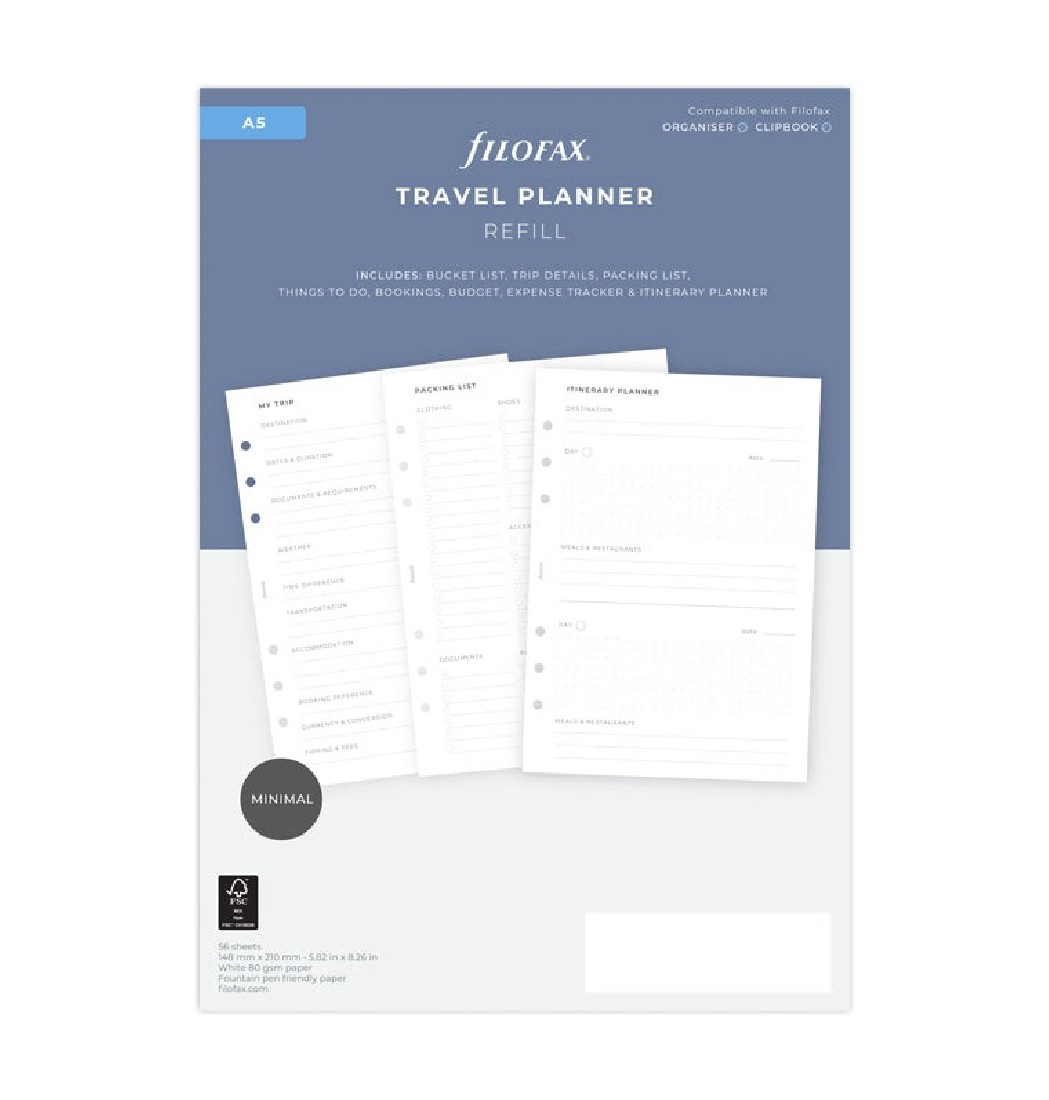 REFILL A5 TRAVEL PLANNER NOTEBOOK 152008 FILOFAX.