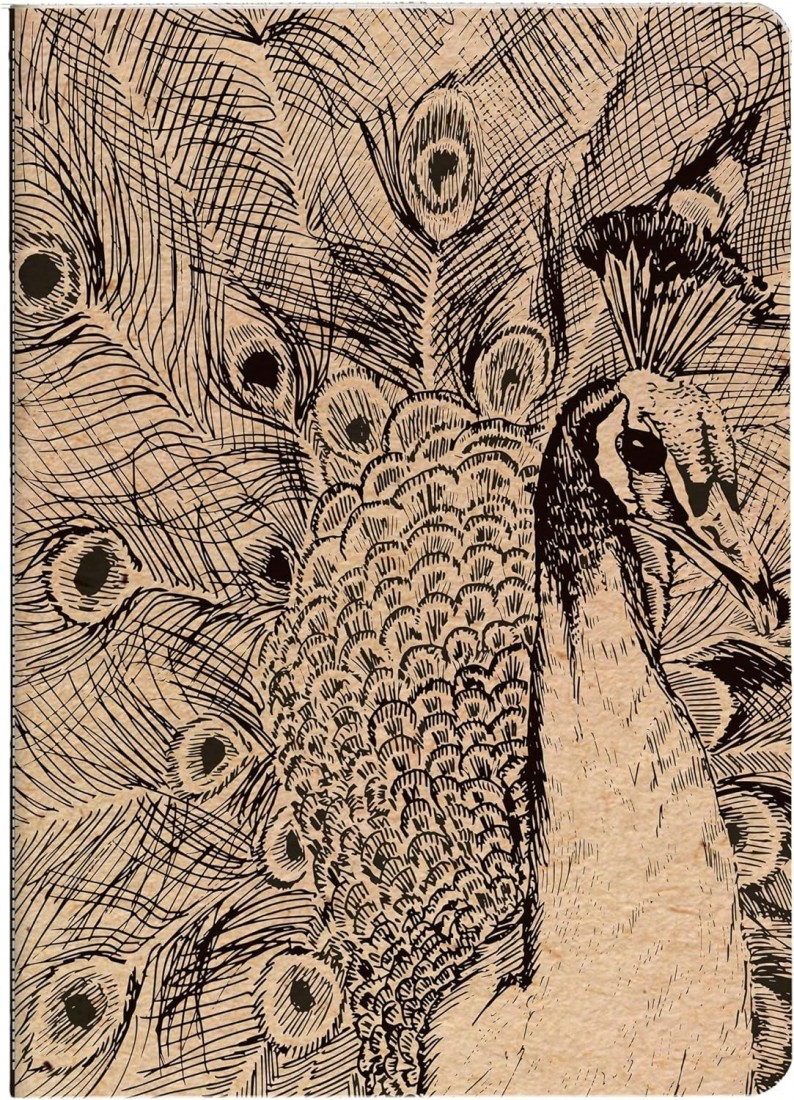 Clairefontaine Rhodia 116037C - A Sewn Notebook with Nature Patterns on Kraft Cover - A5 14.8x21 cm 64 Lined Pages 90g Ivory Paper - Le Cerisier Blanc Collection