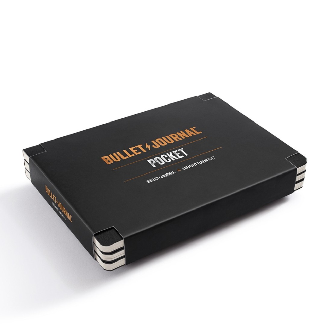 Leuchtturm 1917 Bullet Journal Pocket, 46 Numbered Double Pages, Dotted, Black, Pack of 3