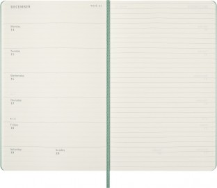 Moleskine weekly diary 2026-2027, 18 months, hard cover, large 13x21 sage green