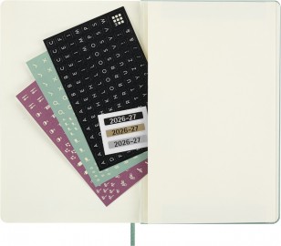 Moleskine weekly diary 2026-2027, 18 months, hard cover, large 13x21 sage green