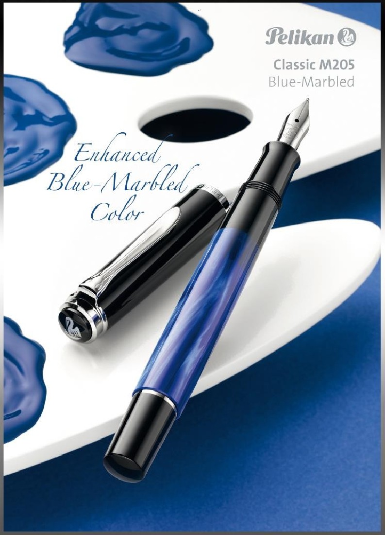 Pelikan M205 Blue Marbled Fountain Pen