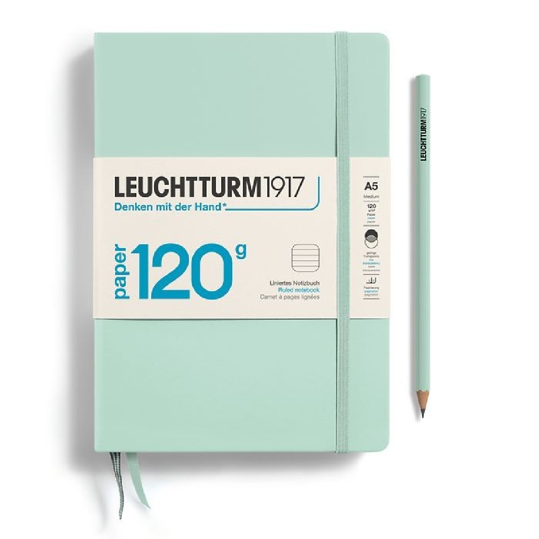 Leuchtturm 1917 Notebook A5 Edition 120g Mint Green Ruled Hard Cover