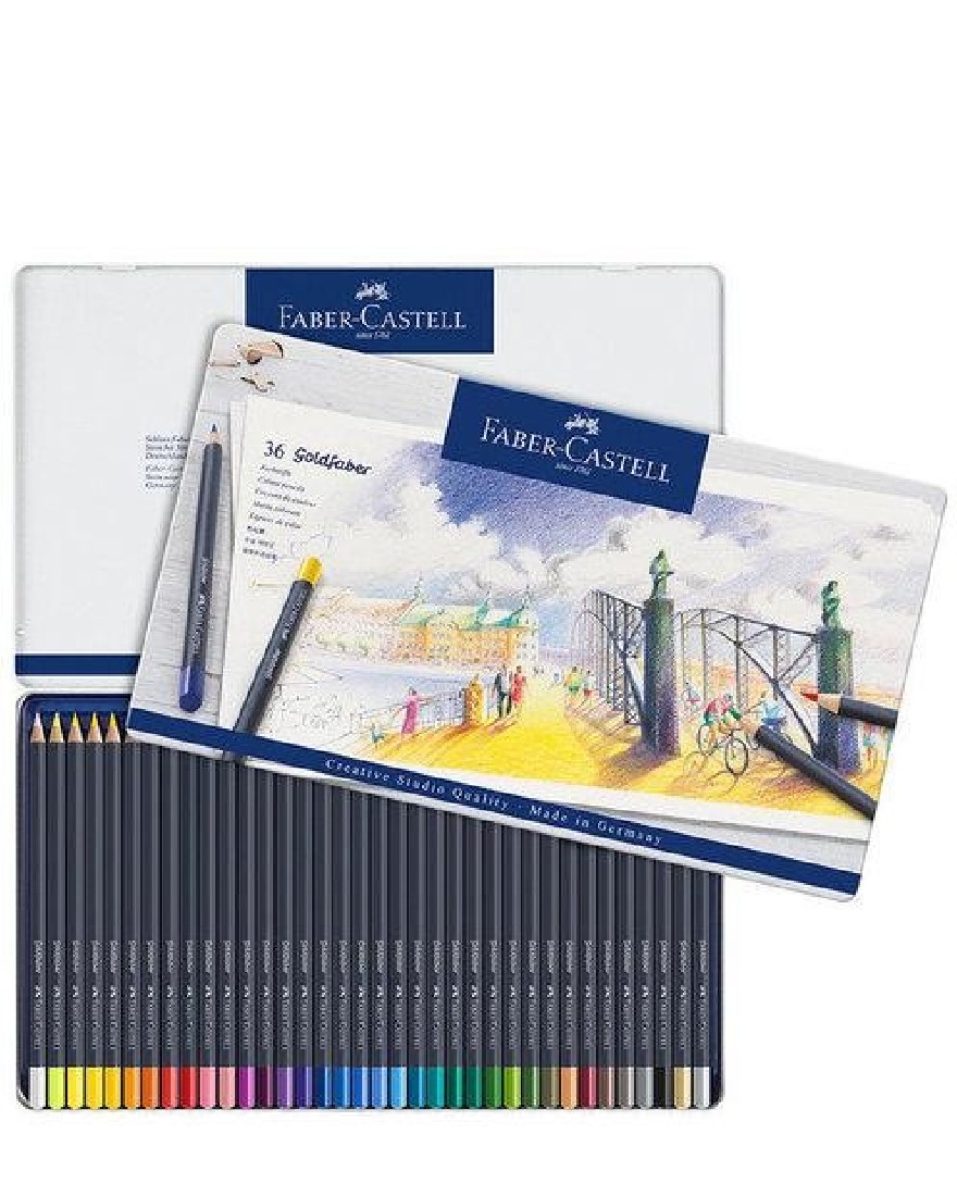 Faber Castell Goldfaber Color Pencils, 114736 Tin of 36