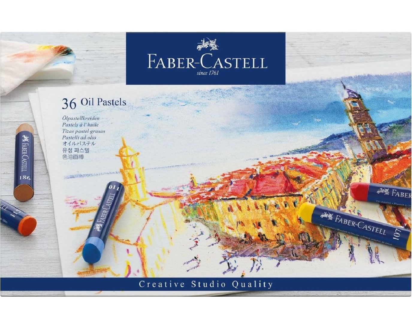 Faber Castel Oil pastels, cardboard wallet of 36, 127036