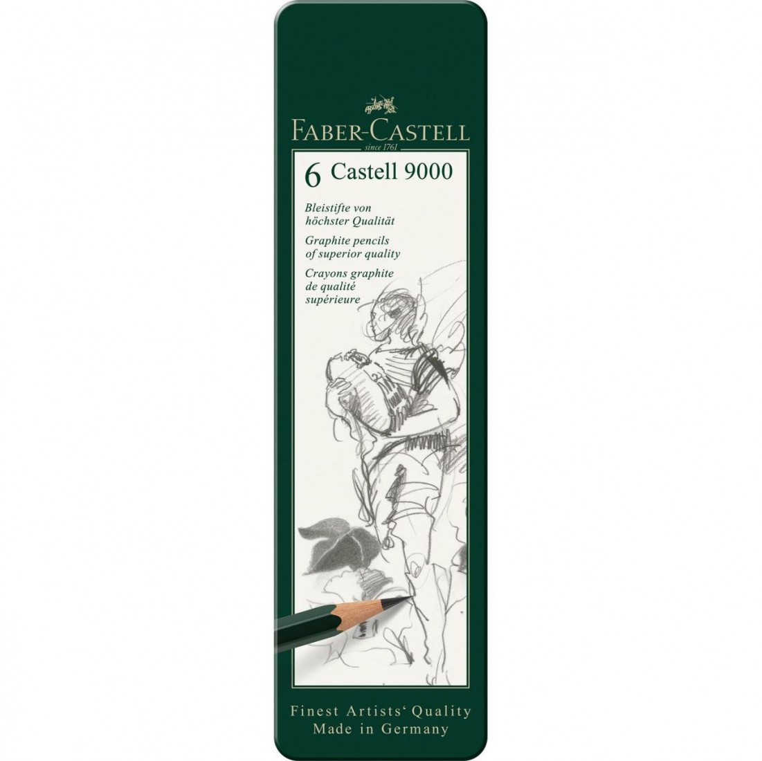 Faber Castell 9000 graphite pencil, tin of 6  119063
