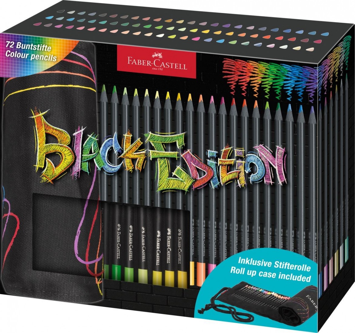 Faber Castell Black Edition Colored Pencils Pencil Roll,  72pcs, 116418