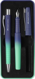 Faber Castell Poly Pen fountain pen and ballpen set, Buzzing Blue, 241055