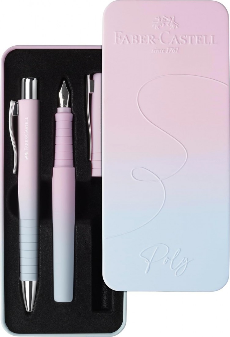 Faber Castell Poly Pen fountain pen and ballpen set, Blushing Sky, 241054
