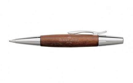 Faber Castell E-Motion Pearwood Brown  Chrome Twist Ballpoint Pen 148382 FC