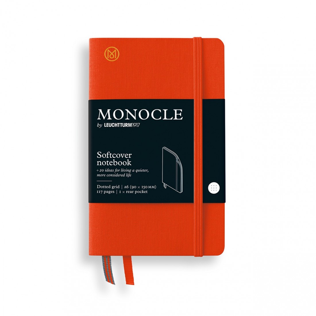 Leuchtturm 1917 Monocle Mandarin notebook softcover A6 90x150mm, 117 dotted  pages with 1 rear pocket